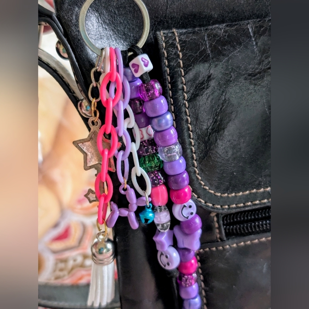 Colorful Beaded Keychain/Bag Charm with Fun Charms - Picture 4 of 5